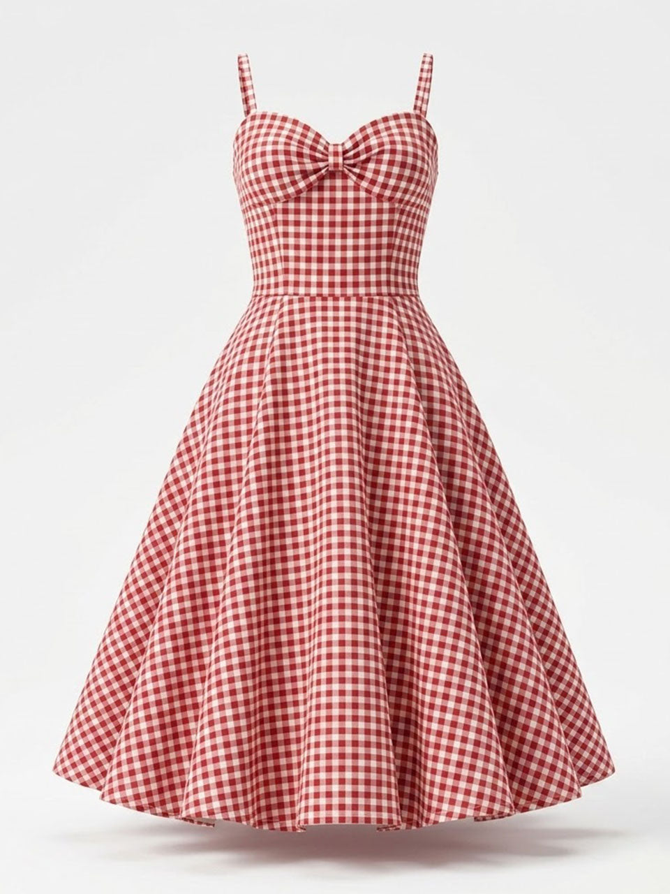 Vintage Blue Plaid Dorothy Dress, 1950s Sweetheart Neckline Retro Picnic A-Line Swing Dress