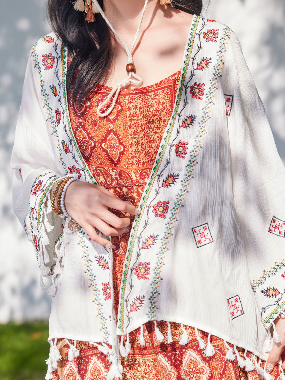 Bohemian Orange Strap Boho Maxi Dress