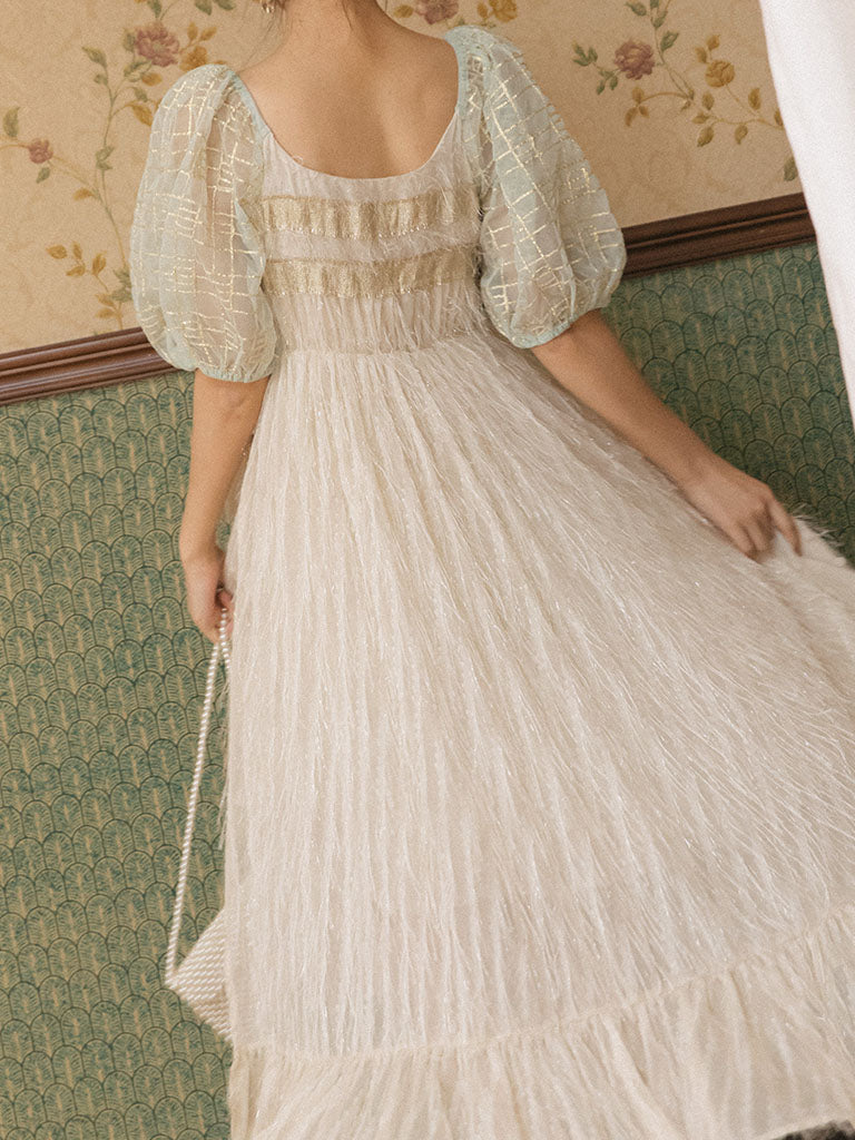 Apricot Puff Sleeve Lace Vintage 1950S Swing Victoria's Fairy Dress