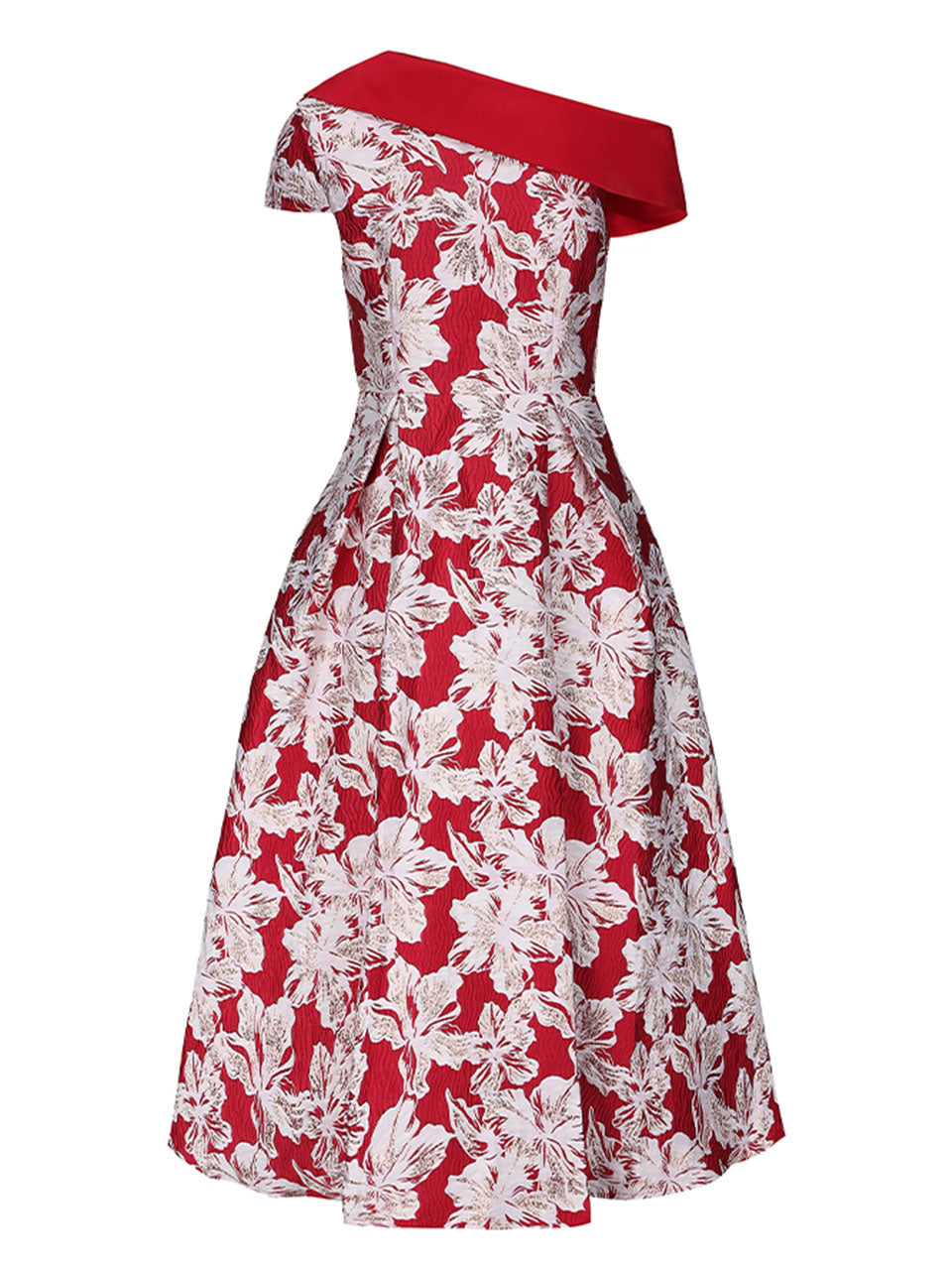 Baby Blue Luxury 3D Floral Brocade One Shoulder Cap Sleeve Vintage Party Gown