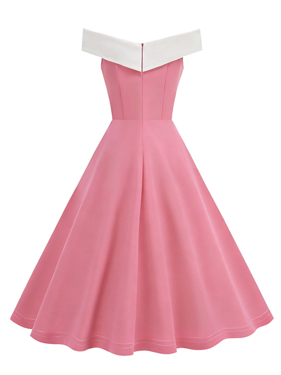 1950s Vintage Pink Off The Shoulder Swing Dress
