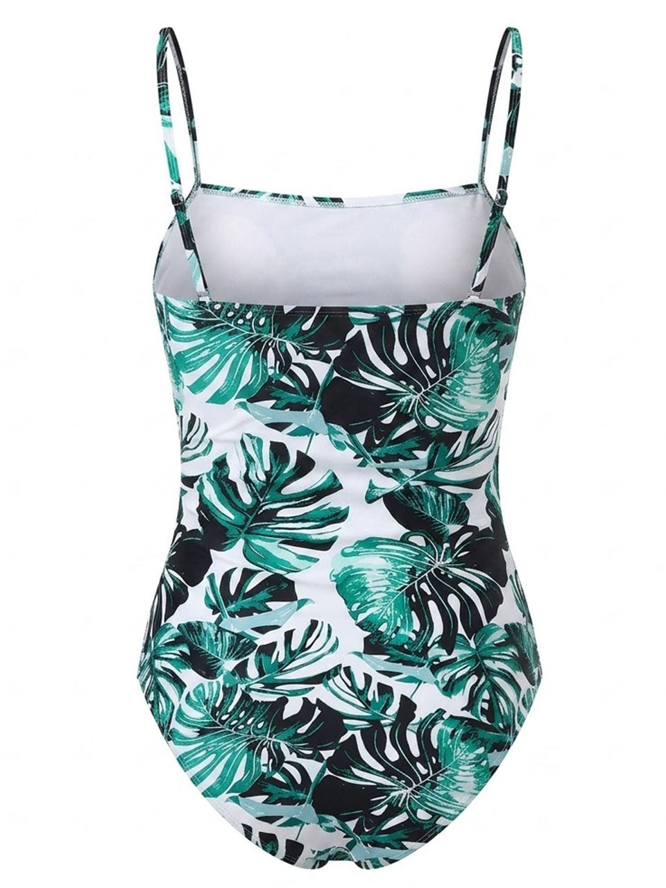Tropical Leaf Print One Piece Swimsuit
