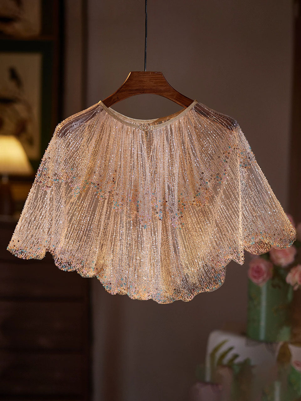 1920s Flapper Cape Great Gatsby Costume Sequined Shawl Glitter Shrug Evening Wedding Dress Wrap Cloak Women