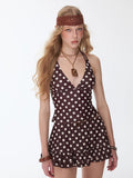 Retro Brown Polka Dot Tankini Set