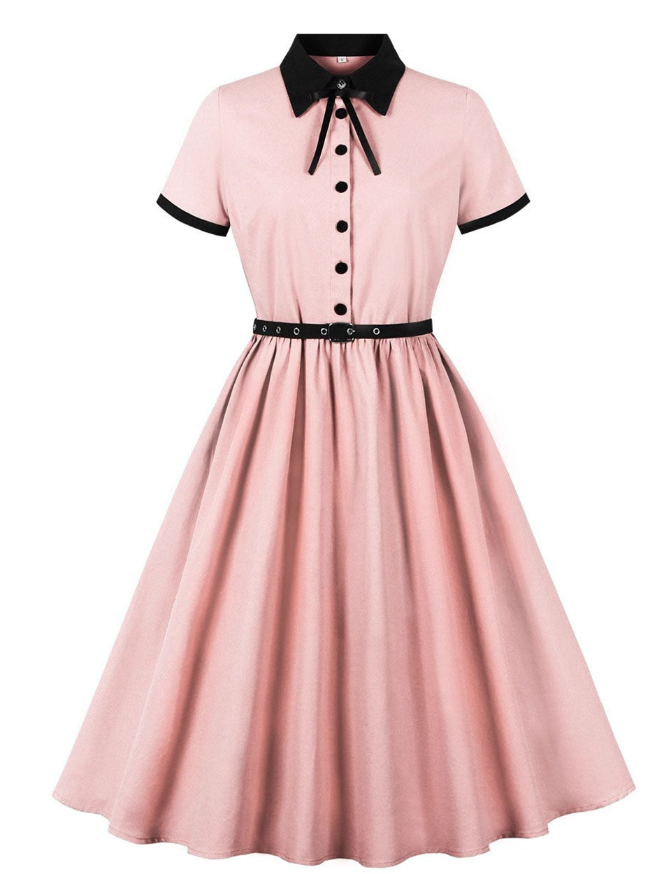 Audrey Hepburn Style Vintage Blue 1950s Cotton Shirt Dress