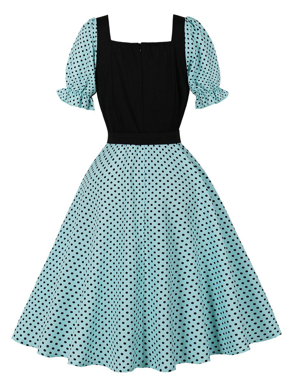 Audrey Hepburn Style Polka Dots 1950s Puff Sleeve Vintage Dress