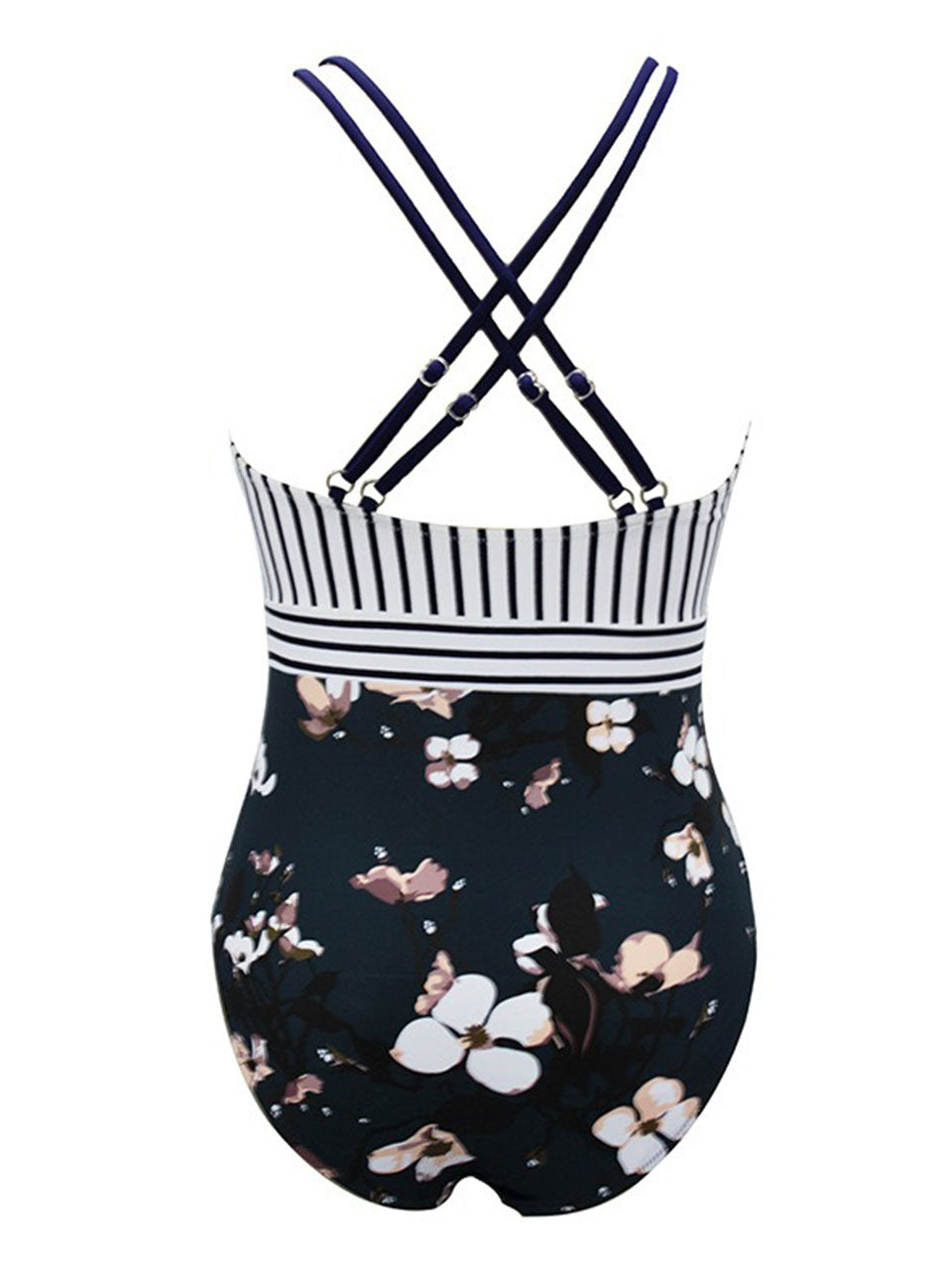 Classic Striped V-Neck One-Piece Swimsuit