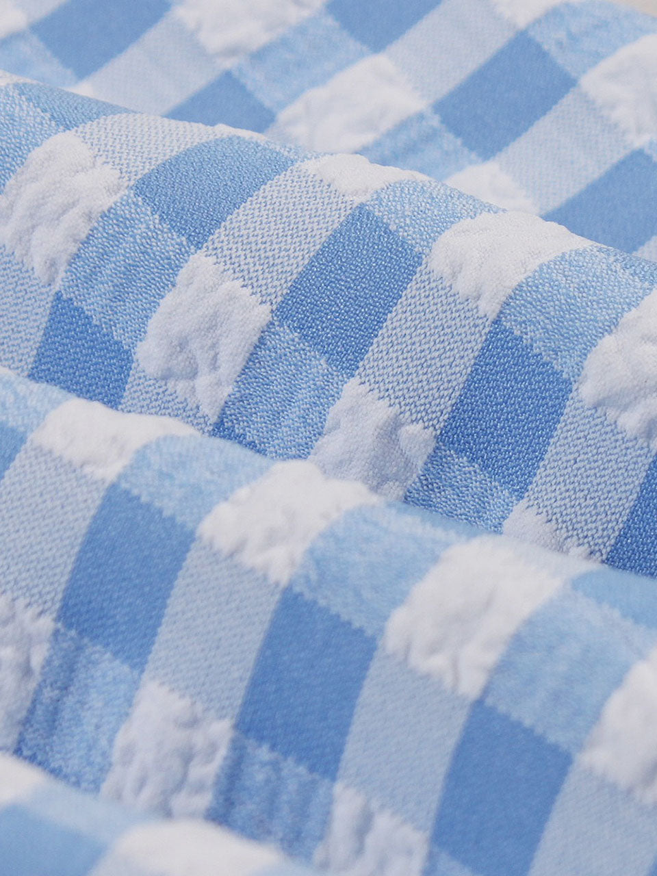Baby Blue Plaid Square Collar Ruffles 1950s Swing Dress