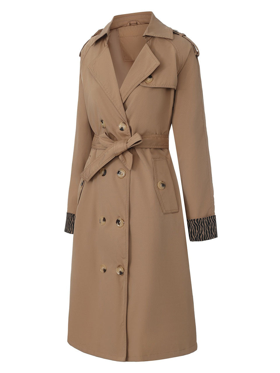 Khaki Double-Breasted Trench Coat