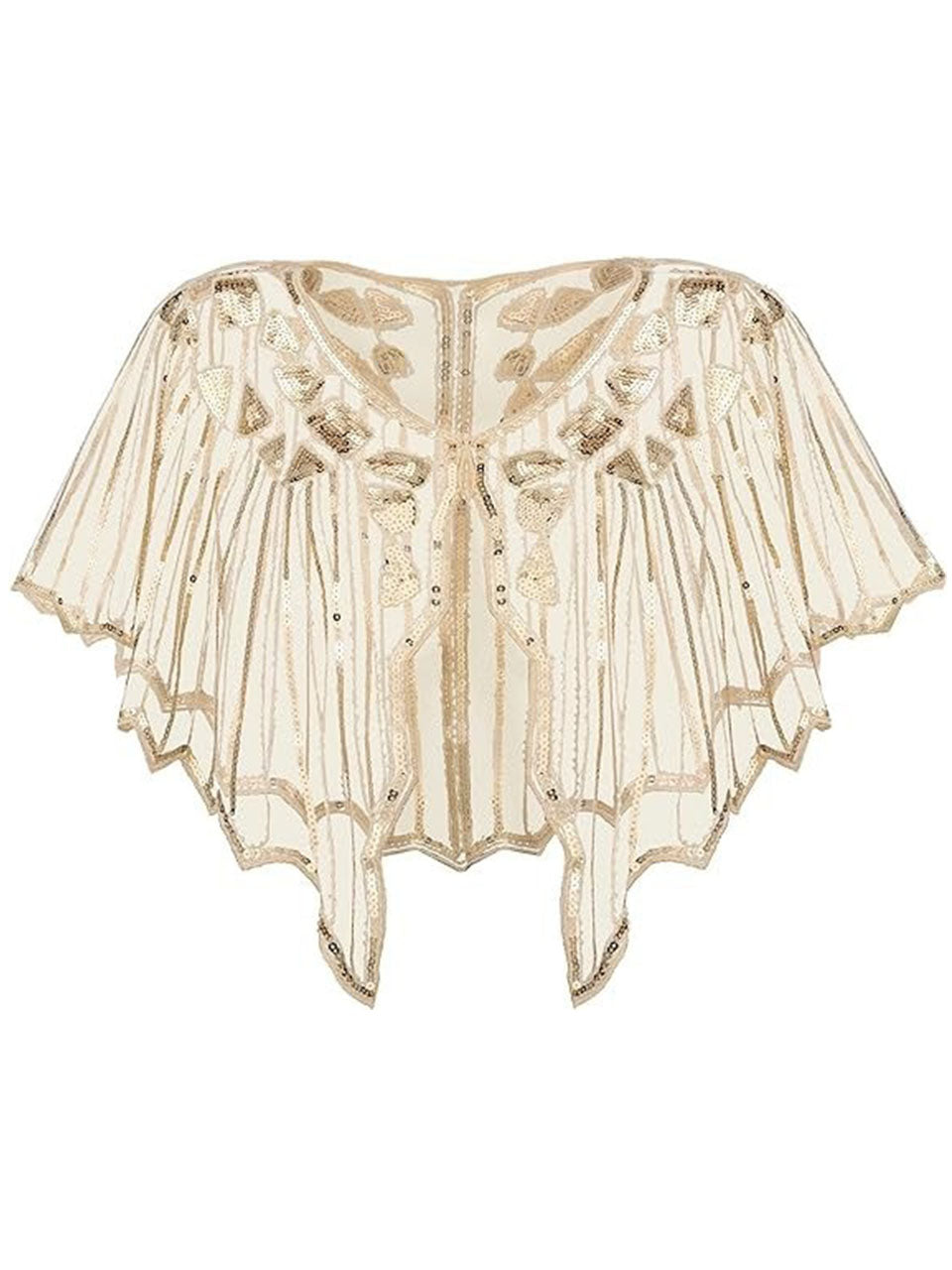 1920s Sequined Flapper Cape Gatsby Costume Mesh Shawl Wraps for Evening Dress