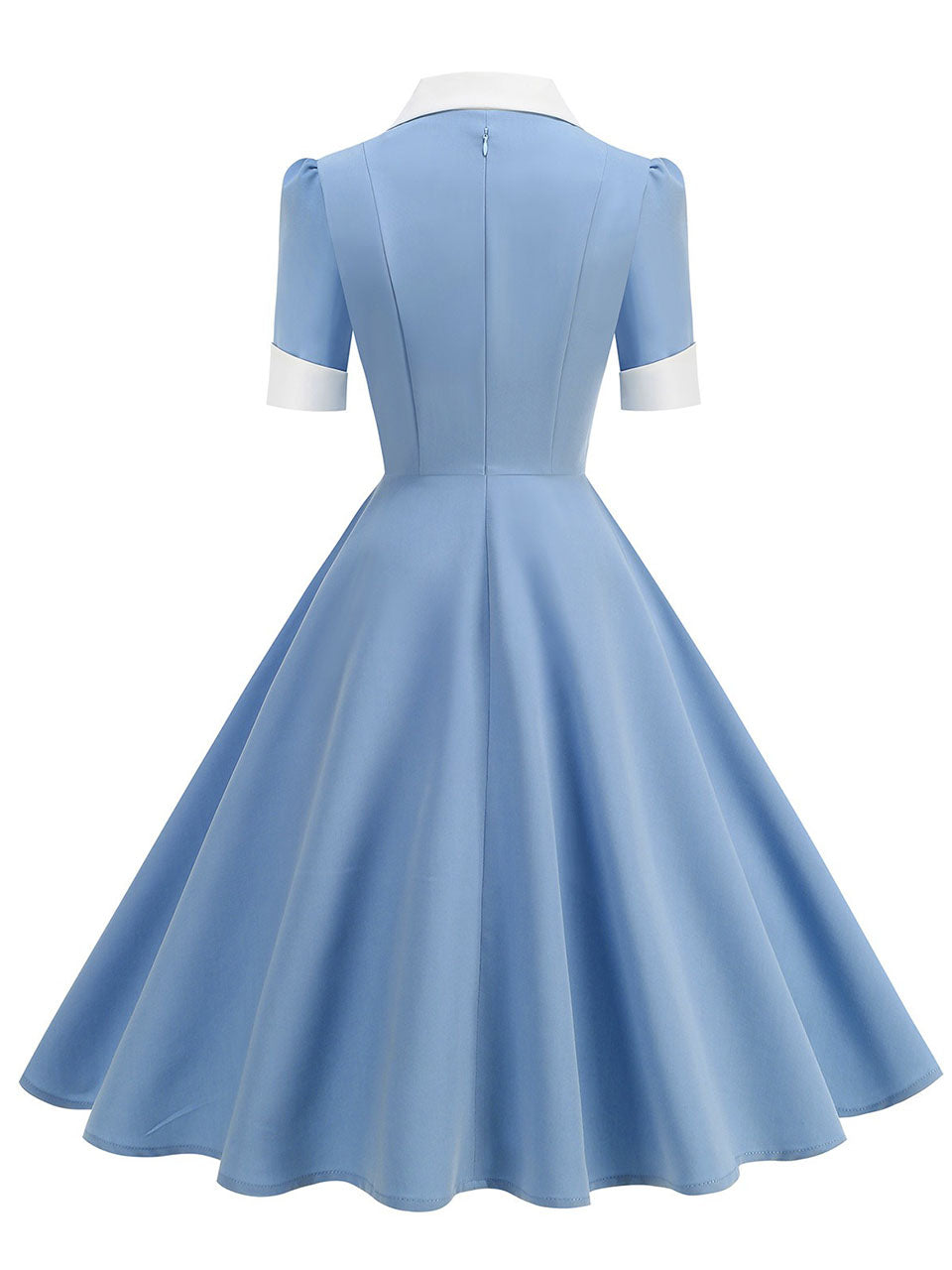 1950s Vintage Notch Lapel Short Sleeve Polka Dot Swing Dress