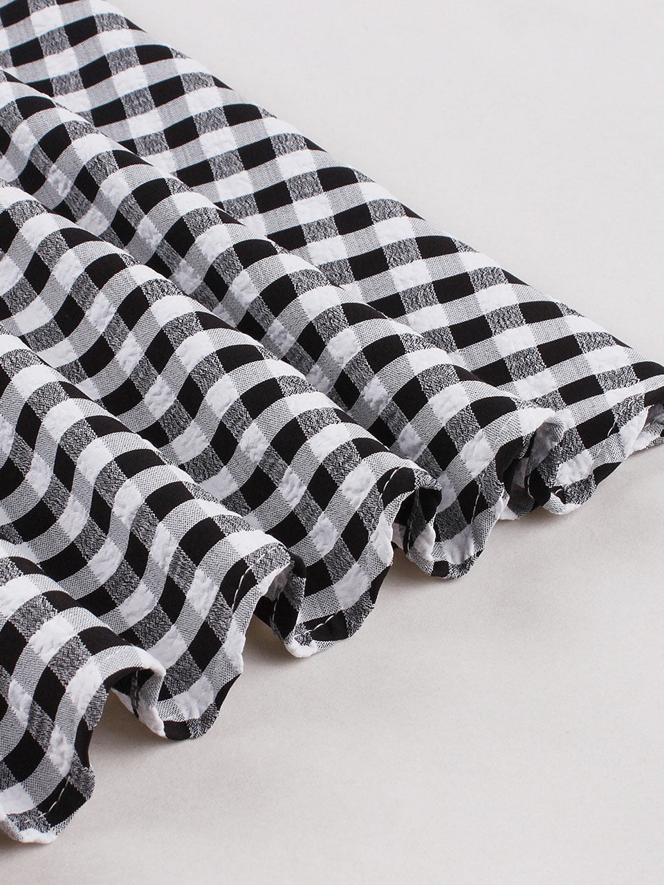 Black White Plaid V Neck 1950s Three-Quarter Sleeves Swing Dress