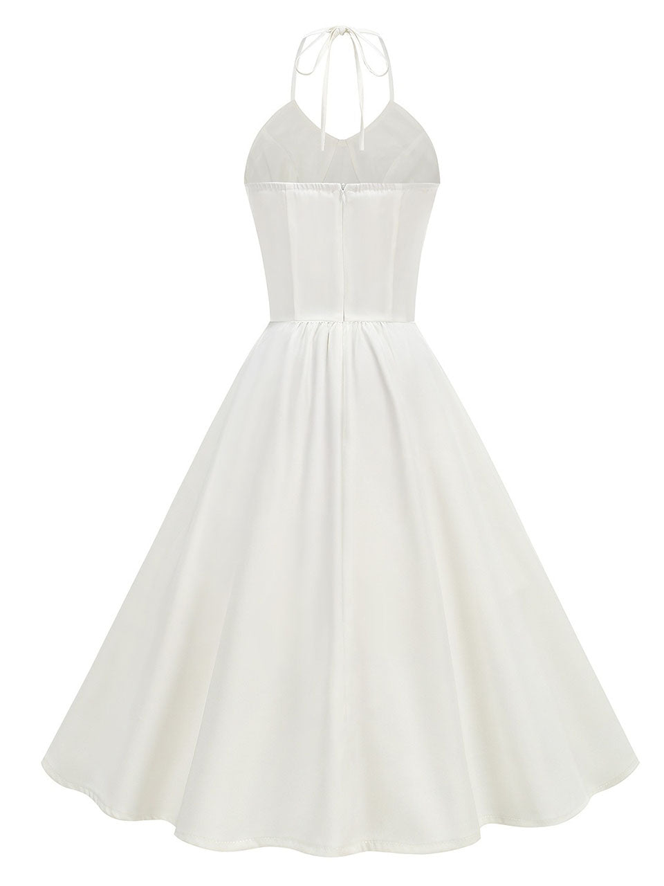 White Halter Neck Vintage Dress