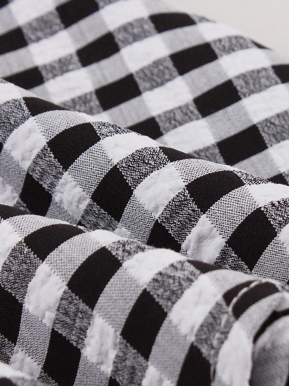 Black White Plaid Bow Neck 1950s Three-Quarter Sleeves Swing Dress
