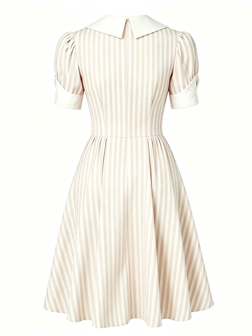Pink Vertical Stripe Sailor Collar Vintage Dress