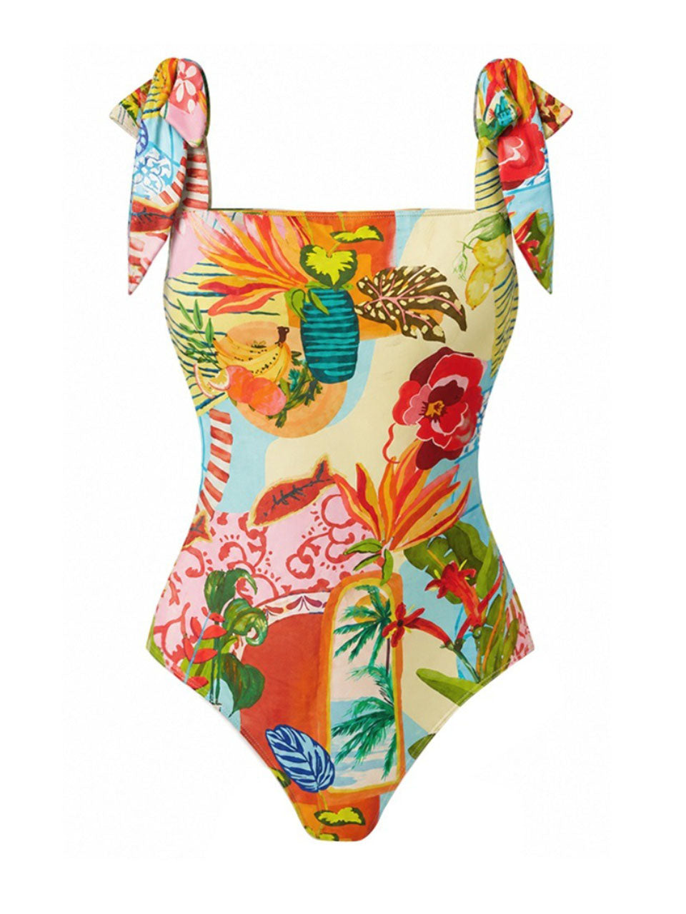 Colorful Tropical Floral One-Piece Swimwear