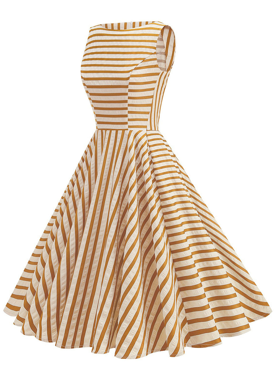 1950s Vintage Stripe Sleeveless Retro Swing Dress