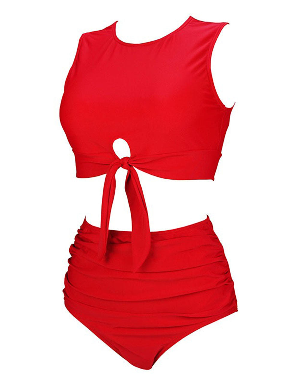 Vintage Inspired High-Waisted Red Bikini Set