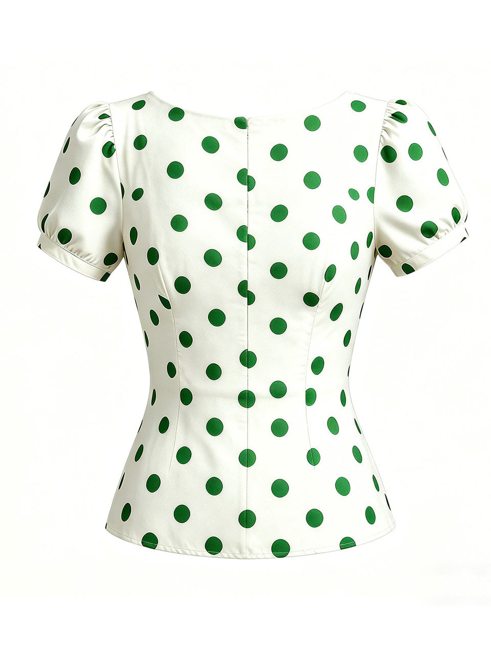 1950s Vintage  Sweetheart Neck Retro White and Red Puff Sleeve Blouse Rockabilly Shirt