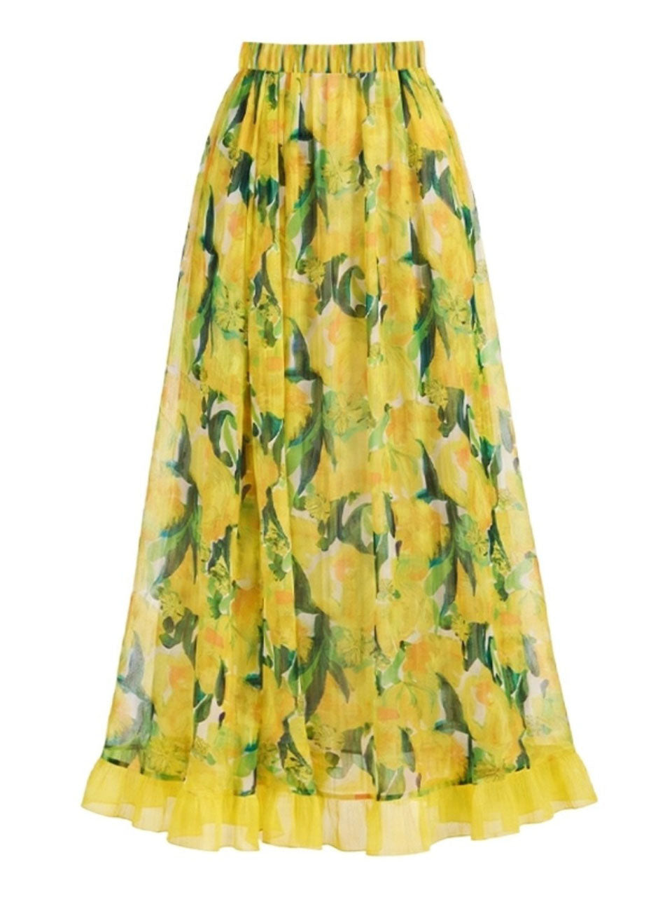 Yellow Lemon Floral Print 3 Piece Bikini Set