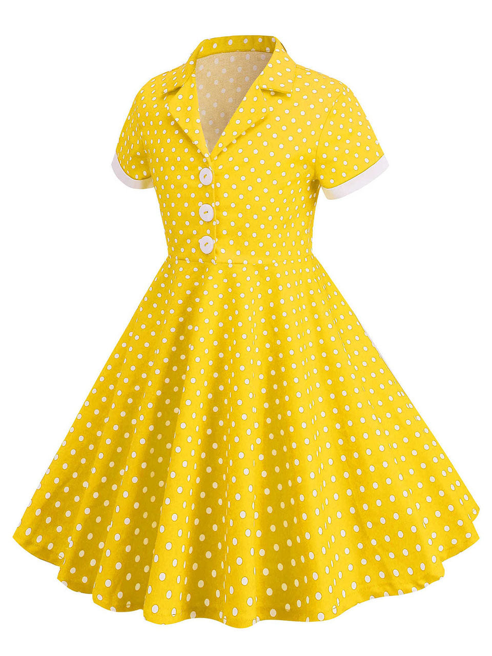Kids Little Girls' Dress Pink Turn Down Collar Polka Dot Cotton 1950S Vintage Dress