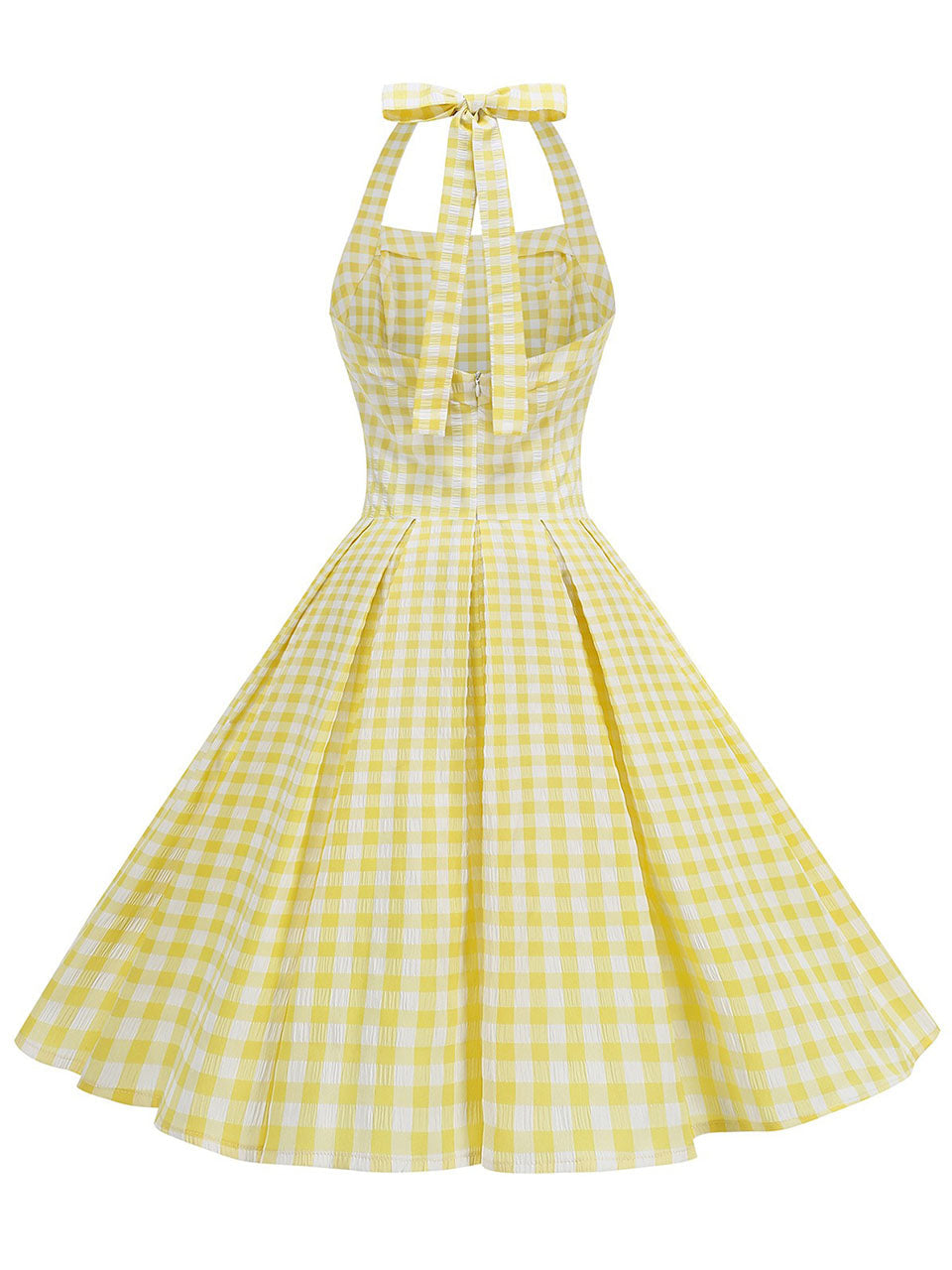 Red Plaid Halter Neck Vintage Dress