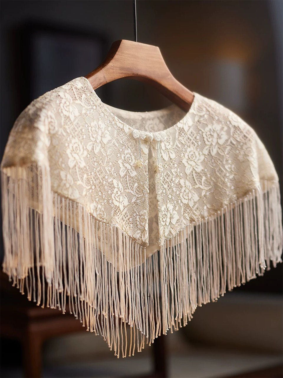 1920s Flapper Cape Great Gatsby Costume Lace Shawl Fringe Tassel