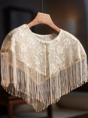 1920s Flapper Cape Great Gatsby Costume Lace Shawl Fringe Tassel