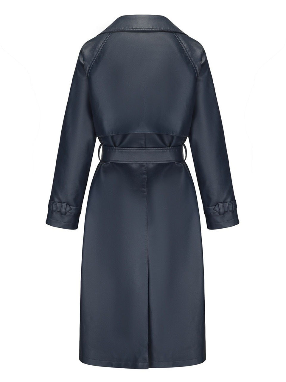 Faux Leather Trench Coat | Long Caramel Tan PU Leather Windbreaker Jacket