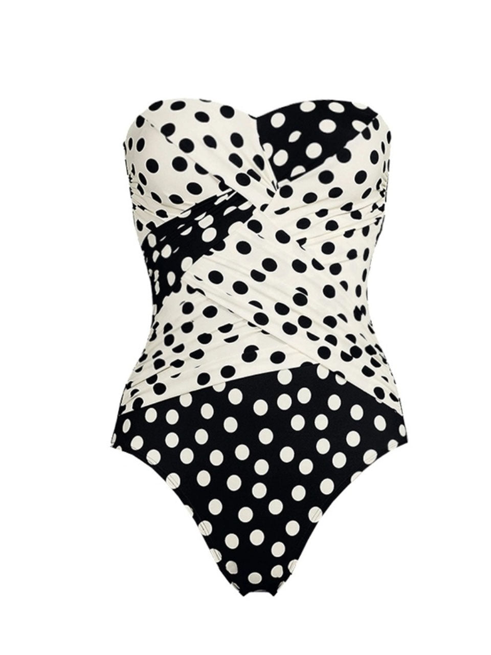 Strapless Polka Dot One Piece Swimsuit