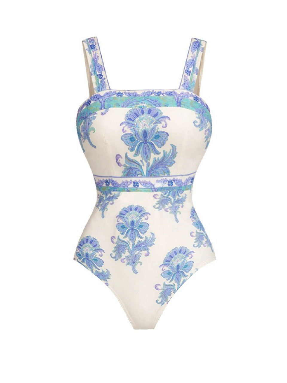 Vintage Blue Medallion Print Swimwear Set