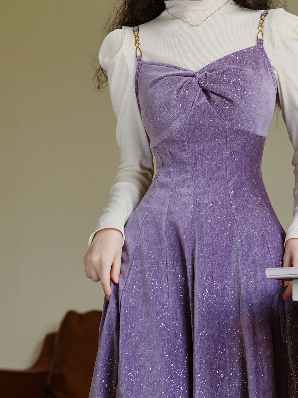 2 Piece Sequin Slip Dress in Purple
