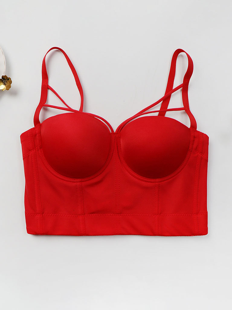 Solid Color Cut Out Corset Camisole Top