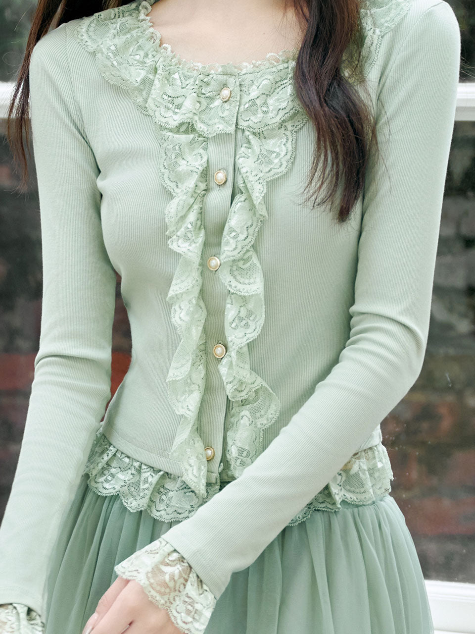 Green Lace Top