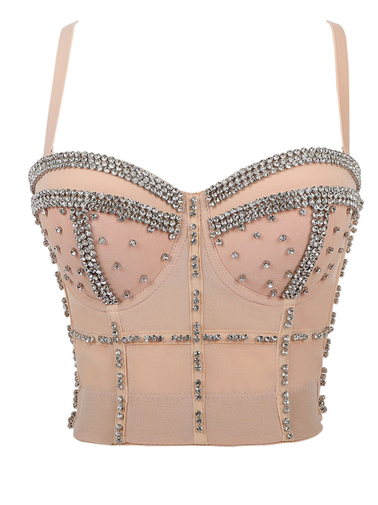 Handmade Rhinestones Corset Camisole Top