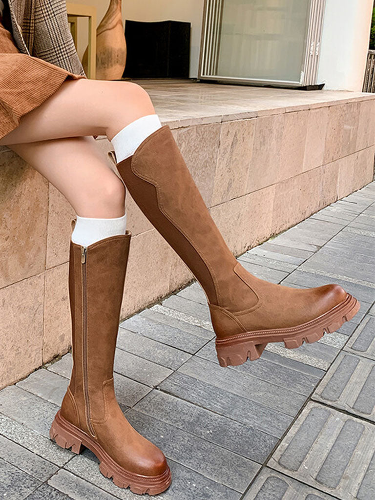Boots Platform Round Toe Knee High Boots Casual