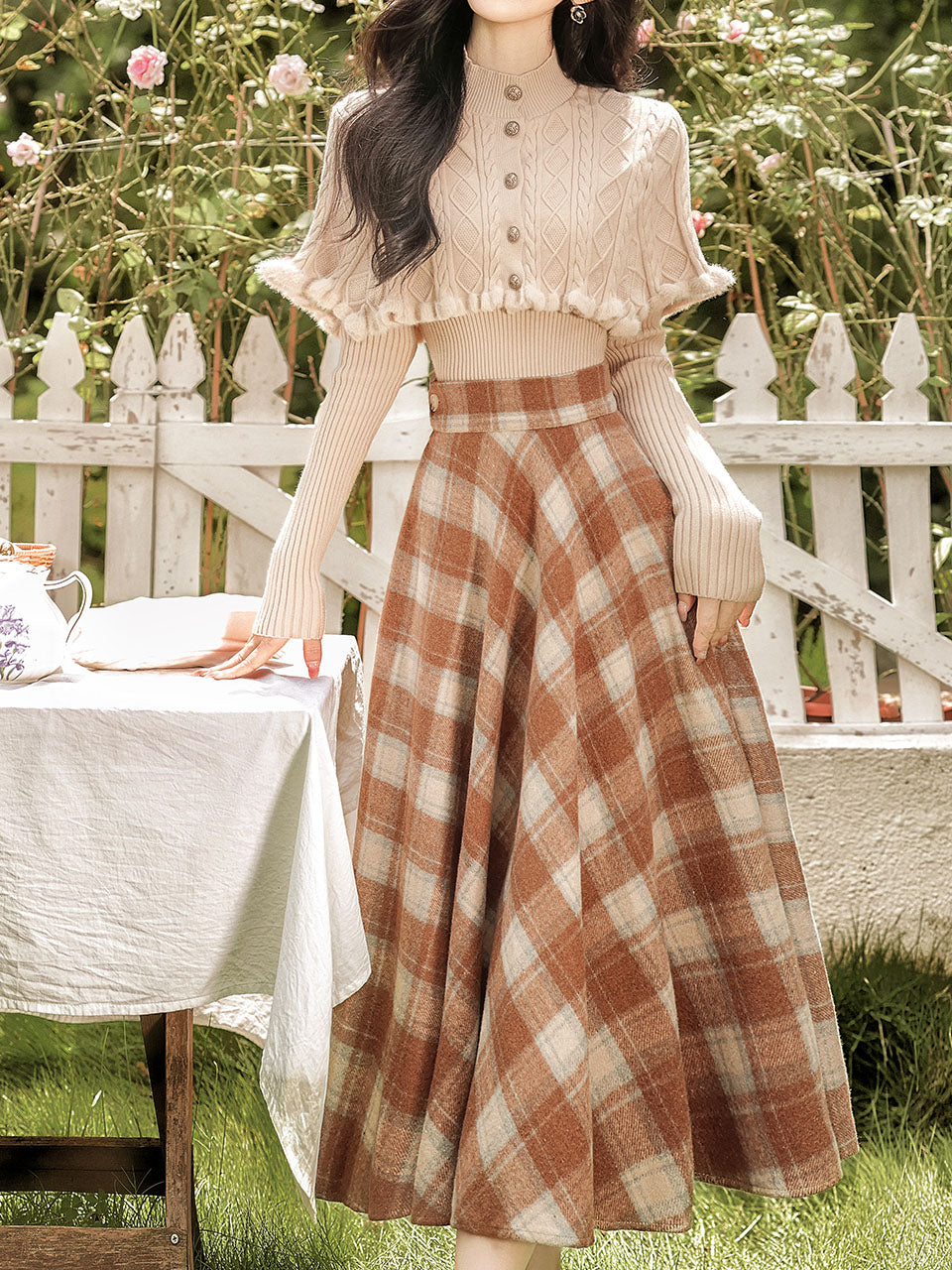 3PS Brown Knitted Sweater Top Cape