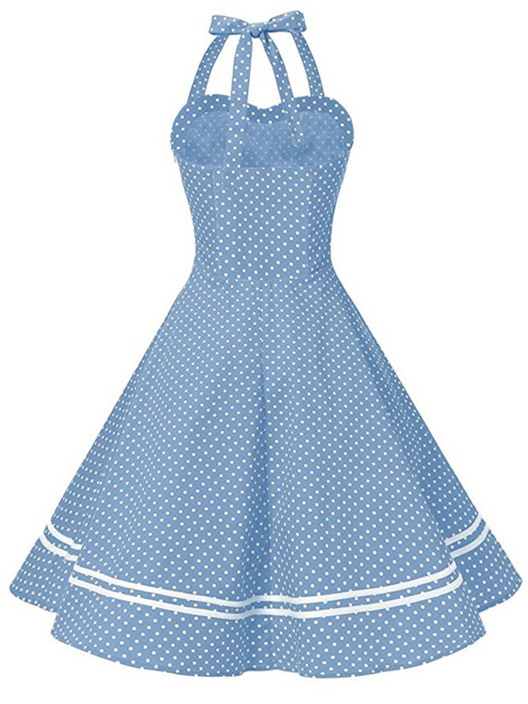 1950S Polka Dots Halter Sailor Style Dress