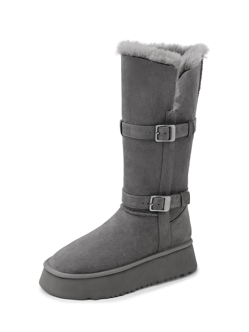 Extra-Warm Platform Gray Winter Boots