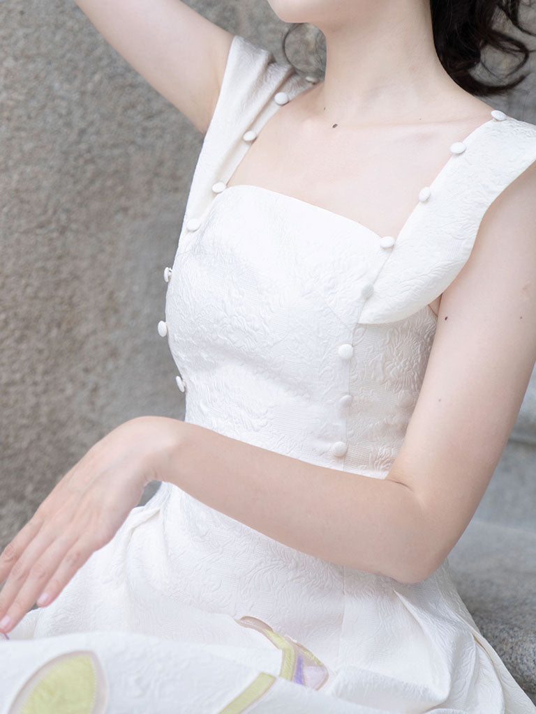 Apricot 3D Flower Butterfly Sleeve 1950S Party Vintage Dress