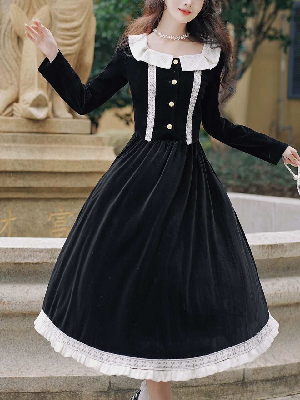 2PS Black Velvet Dress