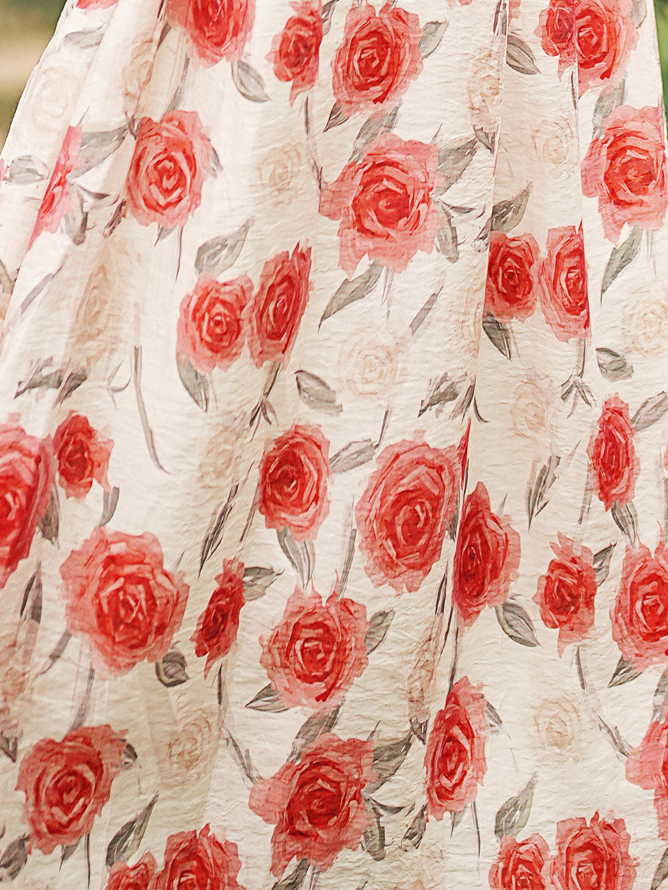 2PS Red Rose Spaghetti Strap 1950S Vintage Dress