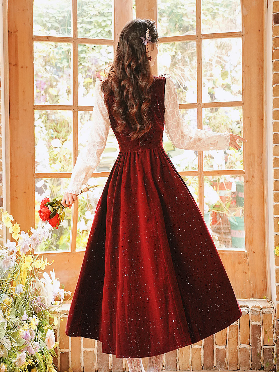 50s Retro Christmas Red  Lace