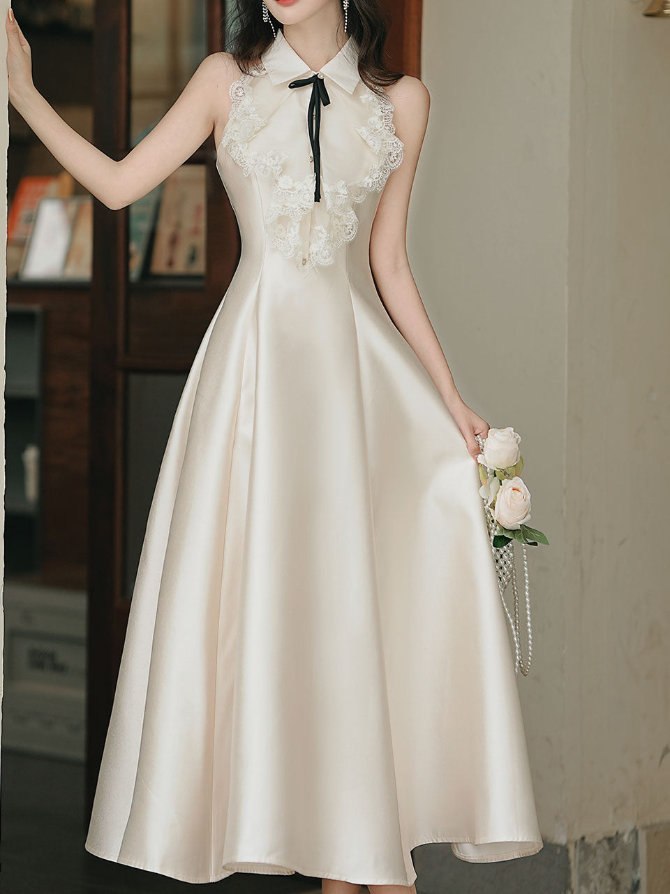 1950s Vintage Halter A-line Gown