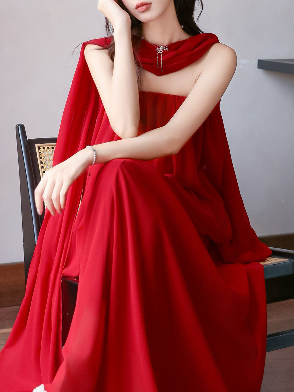 1990s Vintage Red Tube Dress | Strapless Maxi Gown