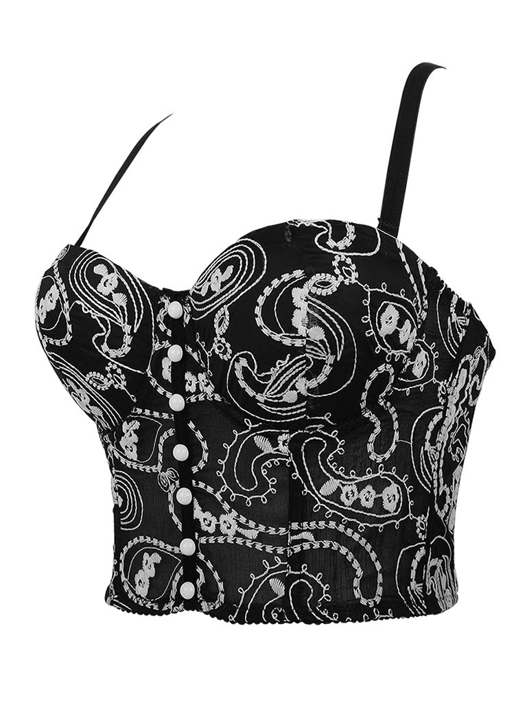 Embroidered Floral Corset Camisole Top