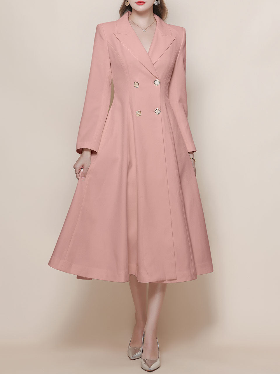 White Vintage Style Double Breasted Trench Dress Coat