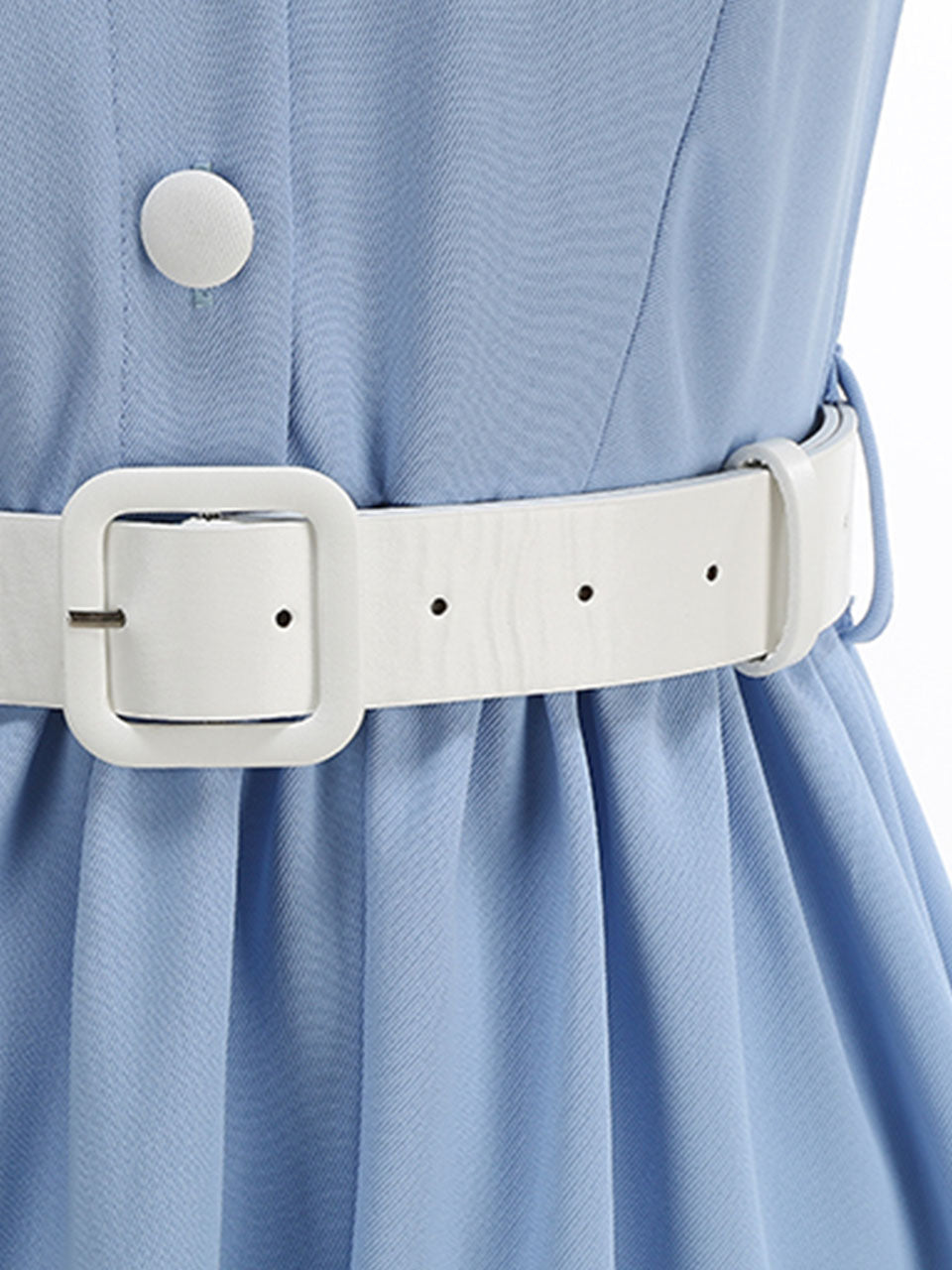 1950s Vintage Baby Blue Peter Pan Collar Sleeveless Retro Swing Dress