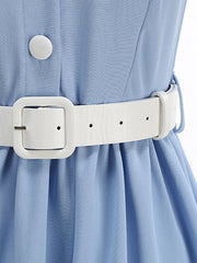 1950s Vintage Baby Blue Peter Pan Collar Sleeveless Retro Swing Dress