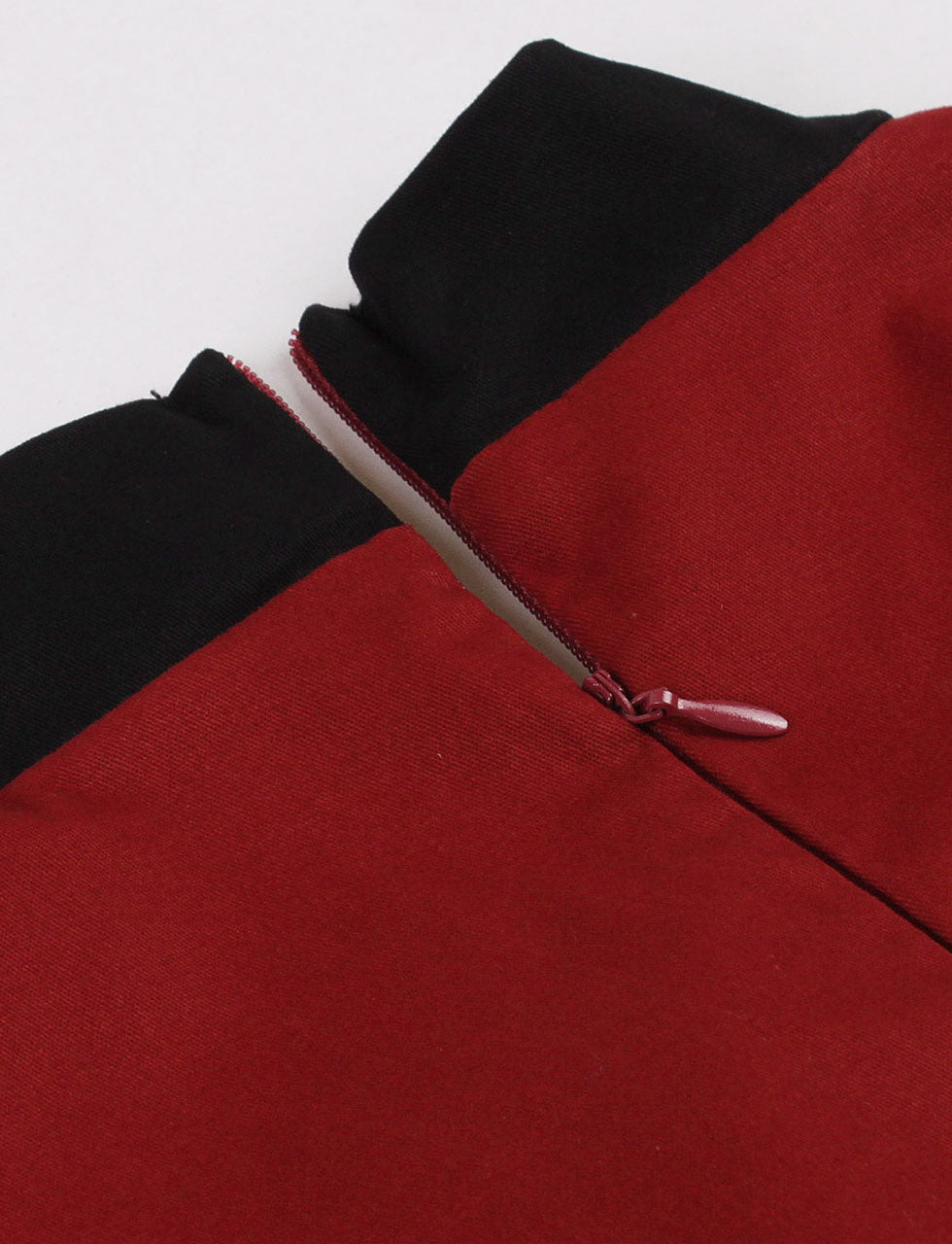 Wine Red Bow Collar 1950s Vintage Swing Dress